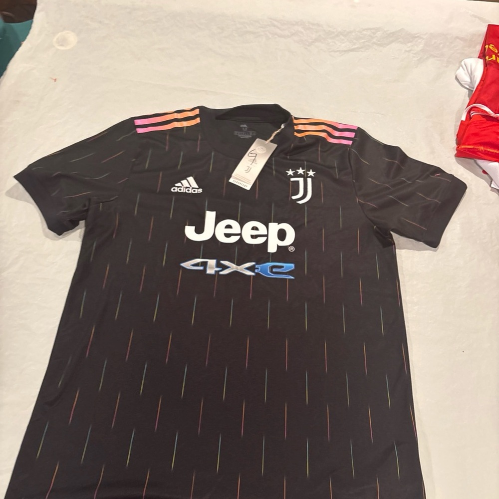 Adidas Black Juventus Jersey with Colorful Stripes